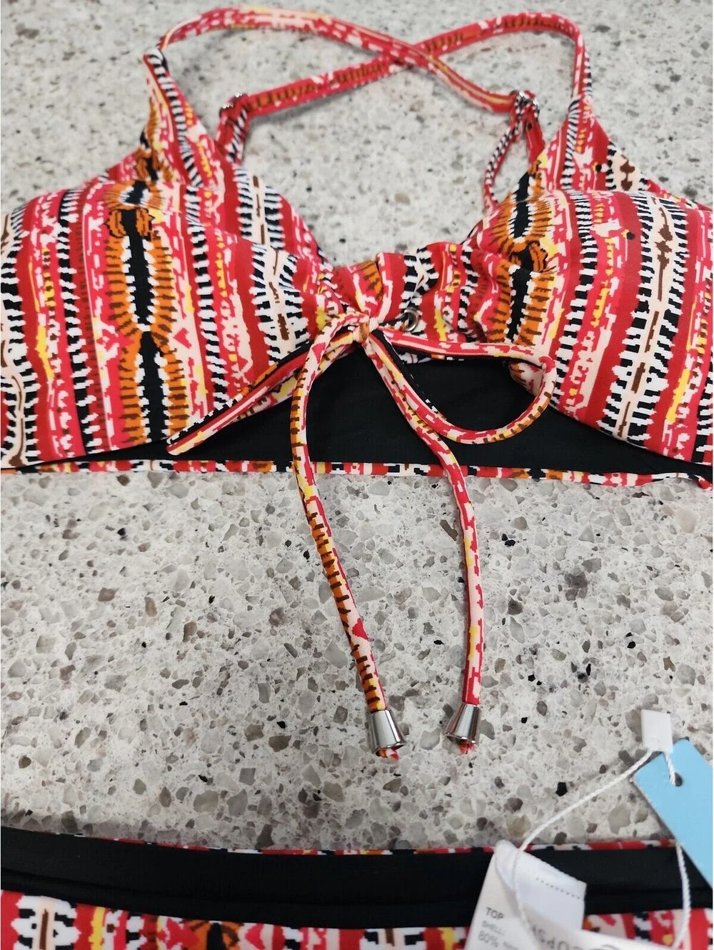 CUPSHE Red Tribal Print String Bikini Swimsuit
